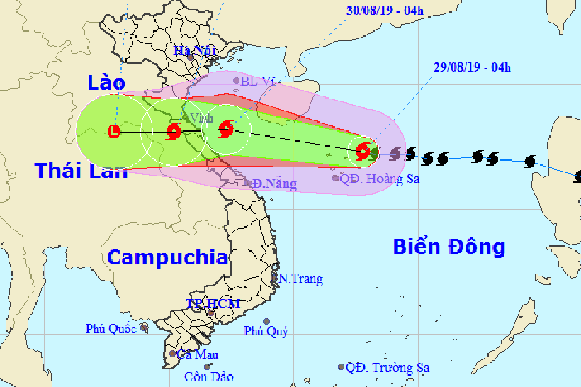 Bão Podul di chuyển nhanh, hướng thẳng Nghệ An, Hà Tĩnh, Quảng Bình