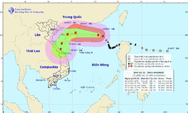 Bão 11 liên tục chuyển hướng, Hà Tĩnh hôm nay có mưa rào và dông vài nơi